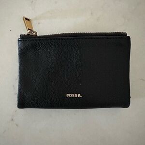 Small Black Fossil Brand Wallet With Gray Lining